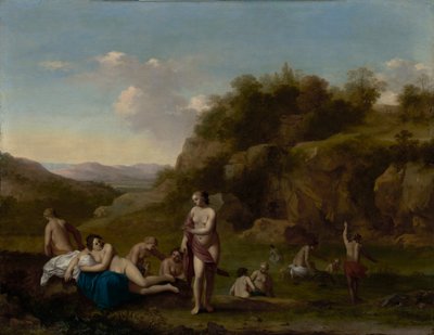 Landscape with Bathing Nudes by Cornelis van Poelenburgh or Poelenburch